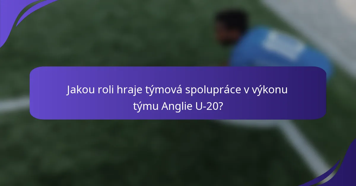 Jakou roli hraje týmová spolupráce v výkonu týmu Anglie U-20?
